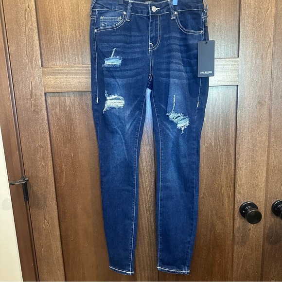 True Religion Denim - True Religion Dark Blue Distressed Skinny Jeans